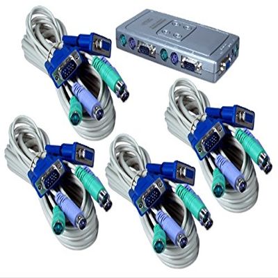 212 Main PS-2 4Port KVM Premium Compact Autoswitch with Combo Cable