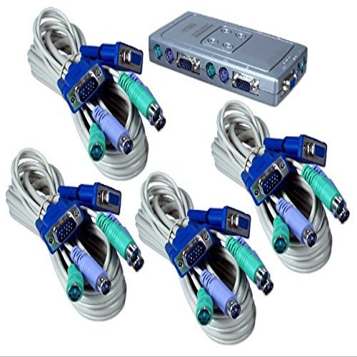 212 Main PS-2 4Port KVM Premium Compact Autoswitch with Combo Cable