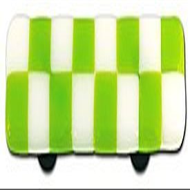212 Main Li'l Squares Collection Spring Green & White Rectangle Glass Cabinet Pull - Aluminum Post