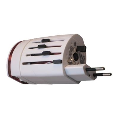212 Main 2 x 3 in. International Plug Adapter with 2 USB Ports - White