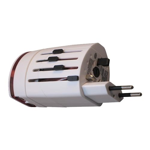 212 Main 2 x 3 in. International Plug Adapter with 2 USB Ports - White