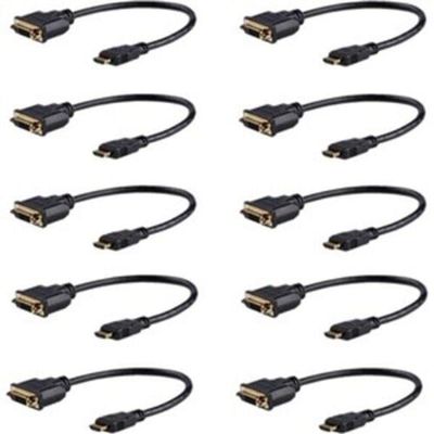 8 in. HDMI to DVI Adapter Black - Pack of 10
