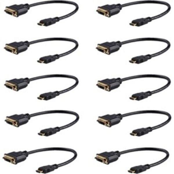 8 in. HDMI to DVI Adapter Black - Pack of 10