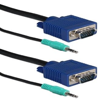 100 ft. Premium Tri-Shield VGA HD15 & 3.5mm Stereo Male to Male Combo Cable