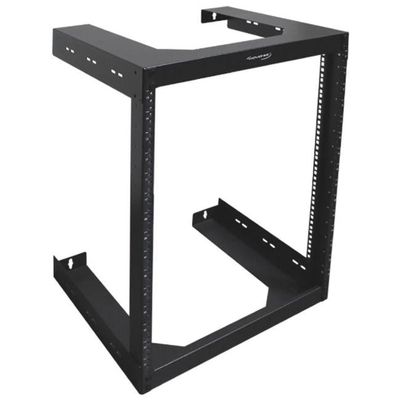 15U Wall Mount 18 in. Deep Open Frame Server Room Rack for 19 in. Network Data Computer Equipment Black