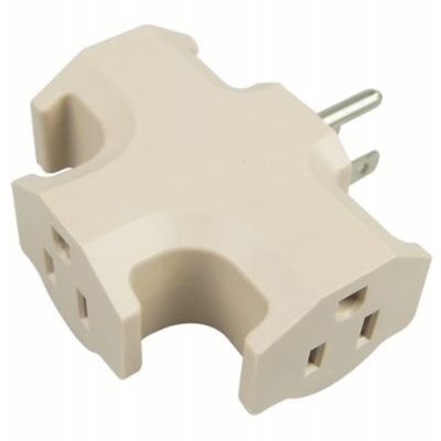 Master Electrician Heavy Duty 3 Outlet Adapter - Beige - Pack of 24