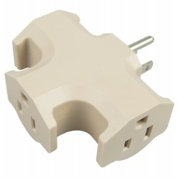 Master Electrician Heavy Duty 3 Outlet Adapter - Beige - Pack of 24