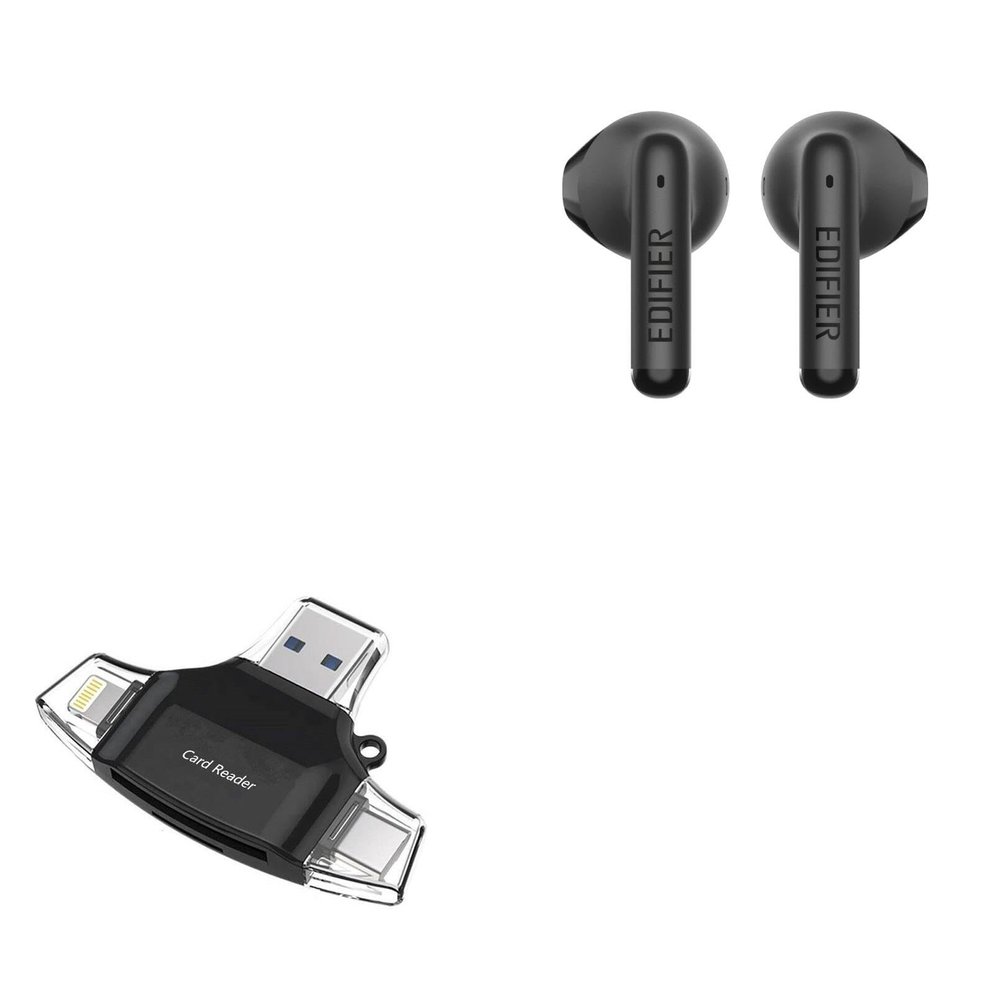 BoxWave Smart Gadget Compatible with Edifier W100T - AllReader SD Card Reader, microSD Card Reader SD Compact USB - Jet Black