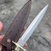 Custom Handmade D2 Steel Bone Handle Hunting Dagger Knife With Leather Sheath, Fixed Blade Knife, Bowie Knife, White view 3