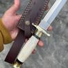 Custom Handmade D2 Steel Bone Handle Hunting Dagger Knife With Leather Sheath, Fixed Blade Knife, Bowie Knife, White view 4