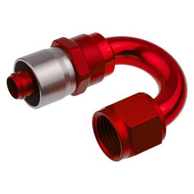 180 deg -16 an Crimp Style Hose End Red