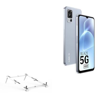 BoxWave Stand and Mount Compatible with Lava Blaze Pro 5G - Pocket Aluminum Stand 3-in-1, Portable Multi Angle Viewing Riser - Metallic Silver