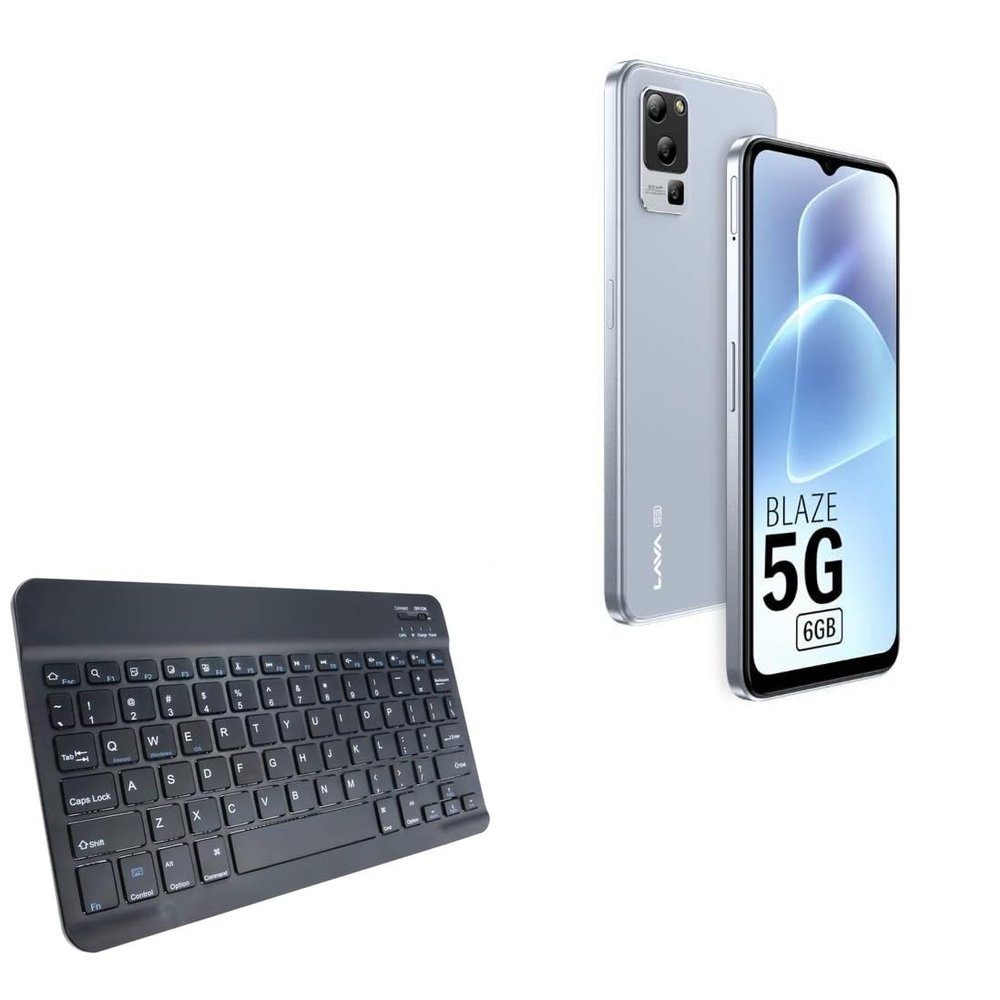 BoxWave Keyboard Compatible with Lava Blaze Pro 5G - SlimKeys Bluetooth Keyboard, Portable Thin with Chiclet-Style Keys - Jet Black