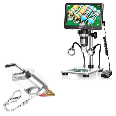 BoxWave Adapter Compatible with Elikliv LCD Digital Microscope (7 in) - Micro SD Card miniReader, USB Type-C OTG Reader USB3.0 Adapter Keychain - Metallic Silver