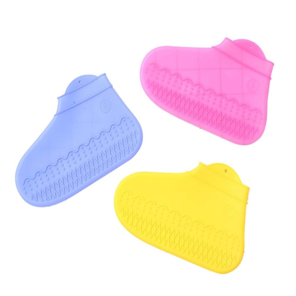 LIOOBO 3pairs Silicone Shoe Covers Slip Overshoes for Rainy Days Thick Silicone Rain Boot Protectors Fits Includes and Colors