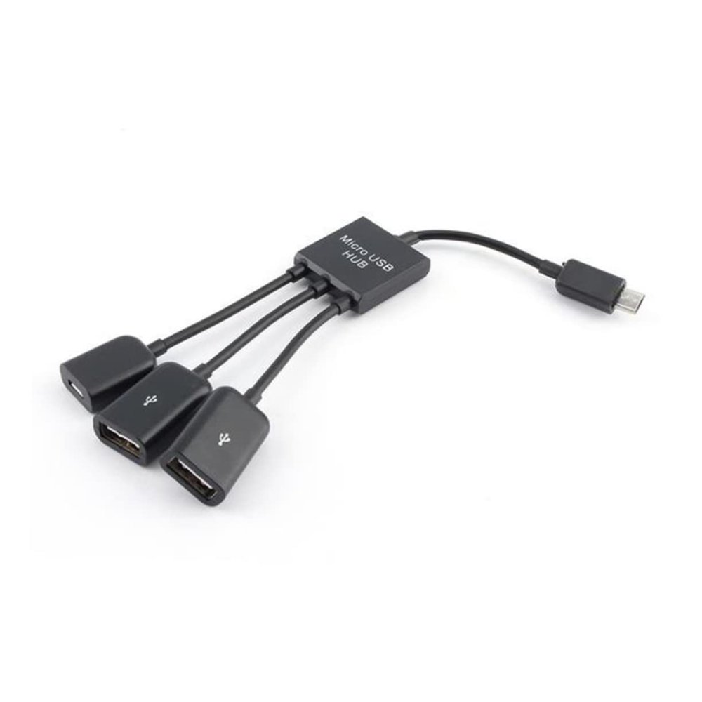 OSALADI 3-in-1 Micro USB Hub Adapter OTG Cable Fast Data Transfer TPE Mice Keyboards