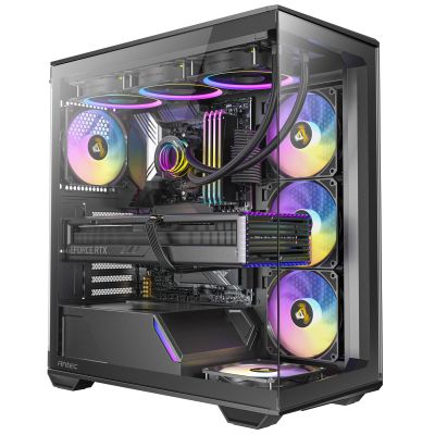 Antec C3 ARGB, 3 x 120mm & 1 x 120mm ARGB PWM Fans Included, Up to 8 Fans Simultaneously, Type-CSeamless Tempered Glass Front & Side Panels, 360mm Radiator Support, Mid-Tower ATX PC Case