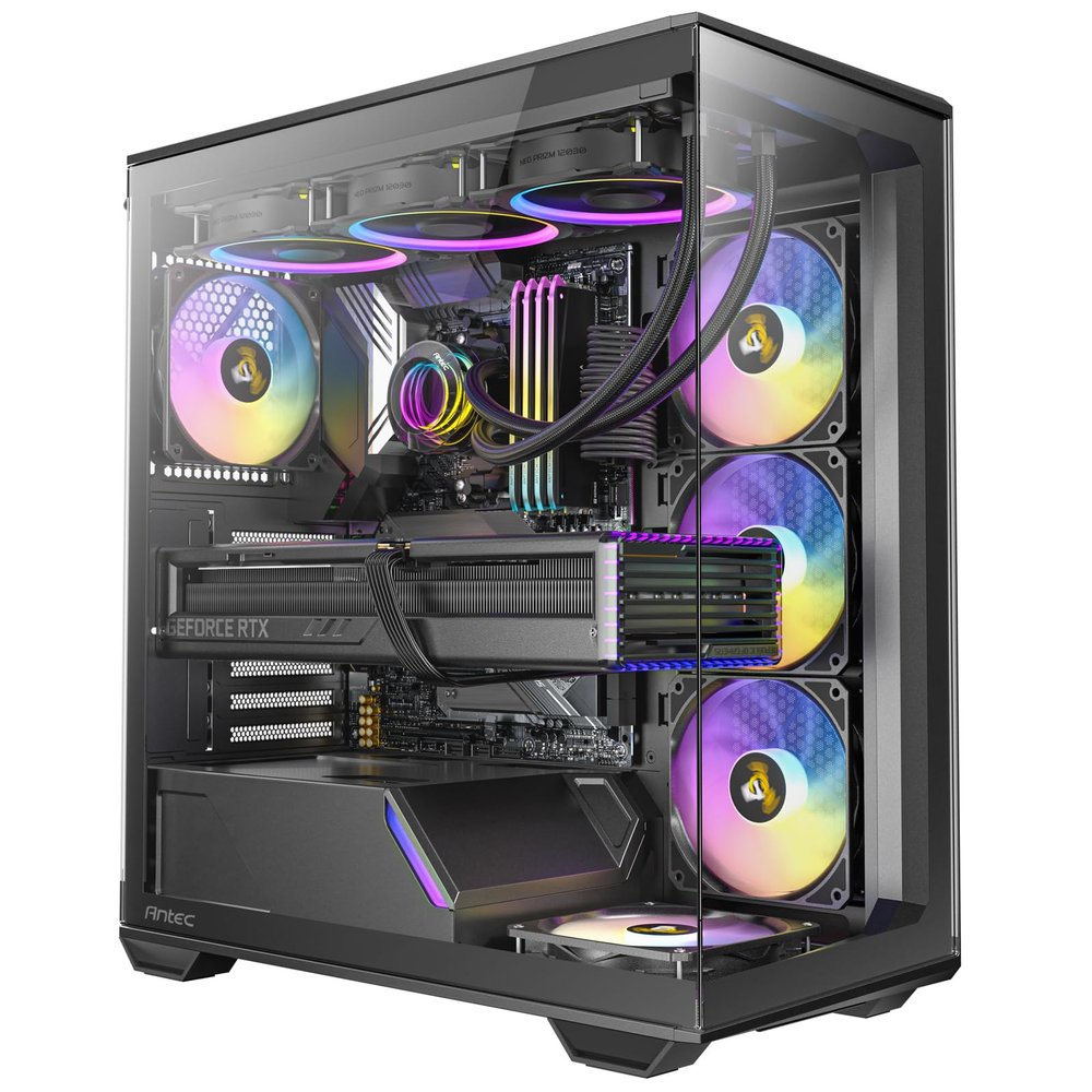 Antec C3 ARGB, 3 x 120mm & 1 x 120mm ARGB PWM Fans Included, Up to 8 Fans Simultaneously, Type-CSeamless Tempered Glass Front & Side Panels, 360mm Radiator Support, Mid-Tower ATX PC Case