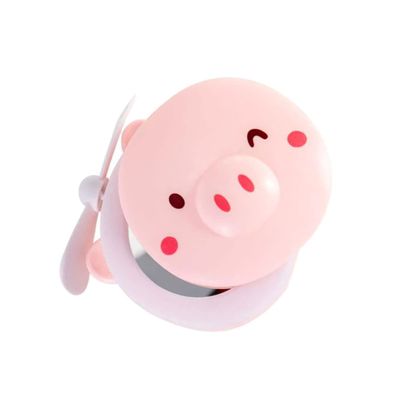 MERRYHAPY Personal Fan Beauty Piggy Fan Rechargeable Mirror Portable for Travel Office Home