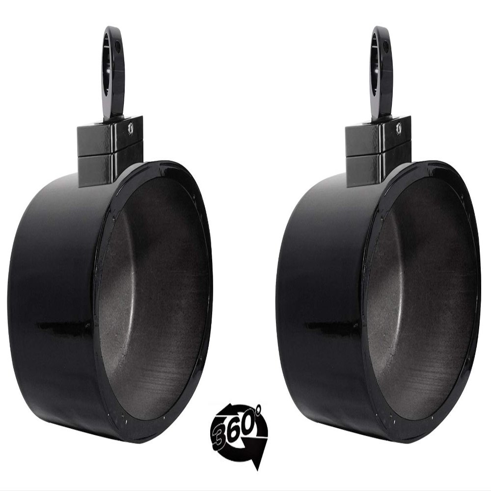 Rockville MAC69B Bundle: (2) 6x9 in Aluminum Wakeboard Tower Speaker Pod Enclosures, (2) MAC360B 360-Degree Swivel Tower Surface Mount Clamps, 4-Items