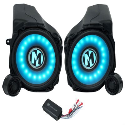 Audiosavings Bundle: (1) Pair Memphis Audio RZRPRO65FE 75w RMS Speaker Pods for Select 2020 Bundle with (1) Rockville PS40 4 Channel ATV/UTV/Motorcycle Bluetooth Amplifier (Items 3)