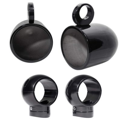Rockville MAC90B Bundle: (2) 8 in Black Aluminum Wakeboard Tower Speaker Pod Enclosures, (2) MacSwivelB 360 Degree Rotation Swivel Clamp Mounts, 4-Items