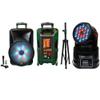 MR DJ DJ12BAT+ 12" Portable Bluetooth Speaker + Speaker Stand + 18-LED Moving Head DJ Light view 1