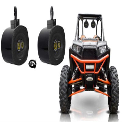 Rockville Audiosavings Bundle: (1) Pair MAC69B AluminumTower Speaker Pod Bundle with (2) MAC360B Swivel Tower Mount Clamps for RZR/ATV/UTV, (1) Pair Kicker 46CSC6934 Audio Speaker (6 Items)