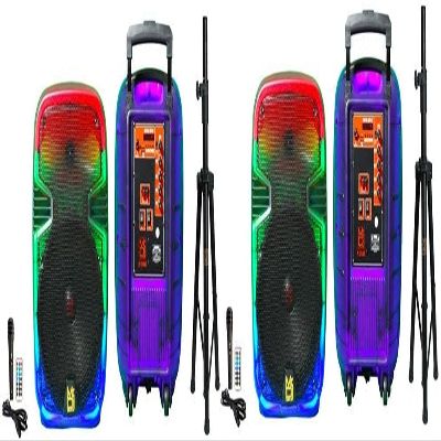 2 MR DJ PL12FLAME 12" Portable Translucent Bluetooth Speaker + Speaker Stand