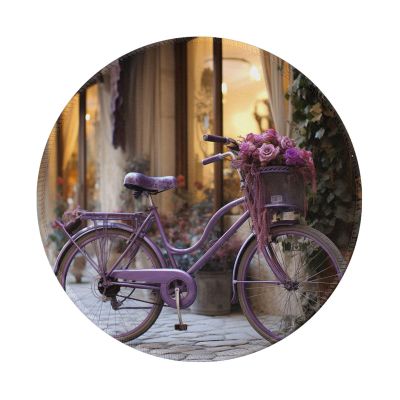 2 PCS Mousepad with Non-Slip Rubber Base 8" Round Mouse-Mat with Stitched Edge Purple Bike by The Window Gaming Mousepad for Wireless Mouses Computer Laptop Home Office Desk Pad