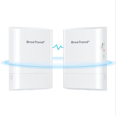 BrosTrend 5GHz 867Mbps WiFi Bridge Point to Point Outdoor, 1KM Wireless Internet Network Bridge, Plug & Play, Long Range PtP PtMP, Passive PoE Injector, work with Starlink, Extend Network to Buildings