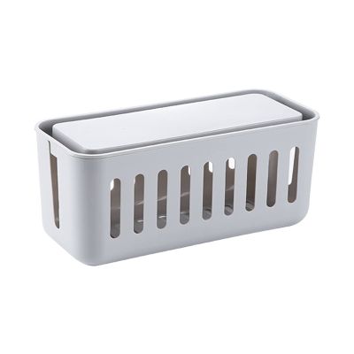 Cable Organizer Box Home Cable Power Plug Storage Box Desktop Cable Management Boxes Organizer Simple Cord Organizer Box with Three-Sided Hollow, White/Gray Cable Management Box (Color : Gris) (Color