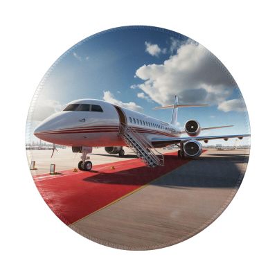 1 Mousepad with Non-Slip Rubber Base 8" Round Mouse-Mat with Stitched Edge Red Carpet Airplane Gaming Mousepad for Wireless Mouses Computer Laptop Home Office Desk Pad