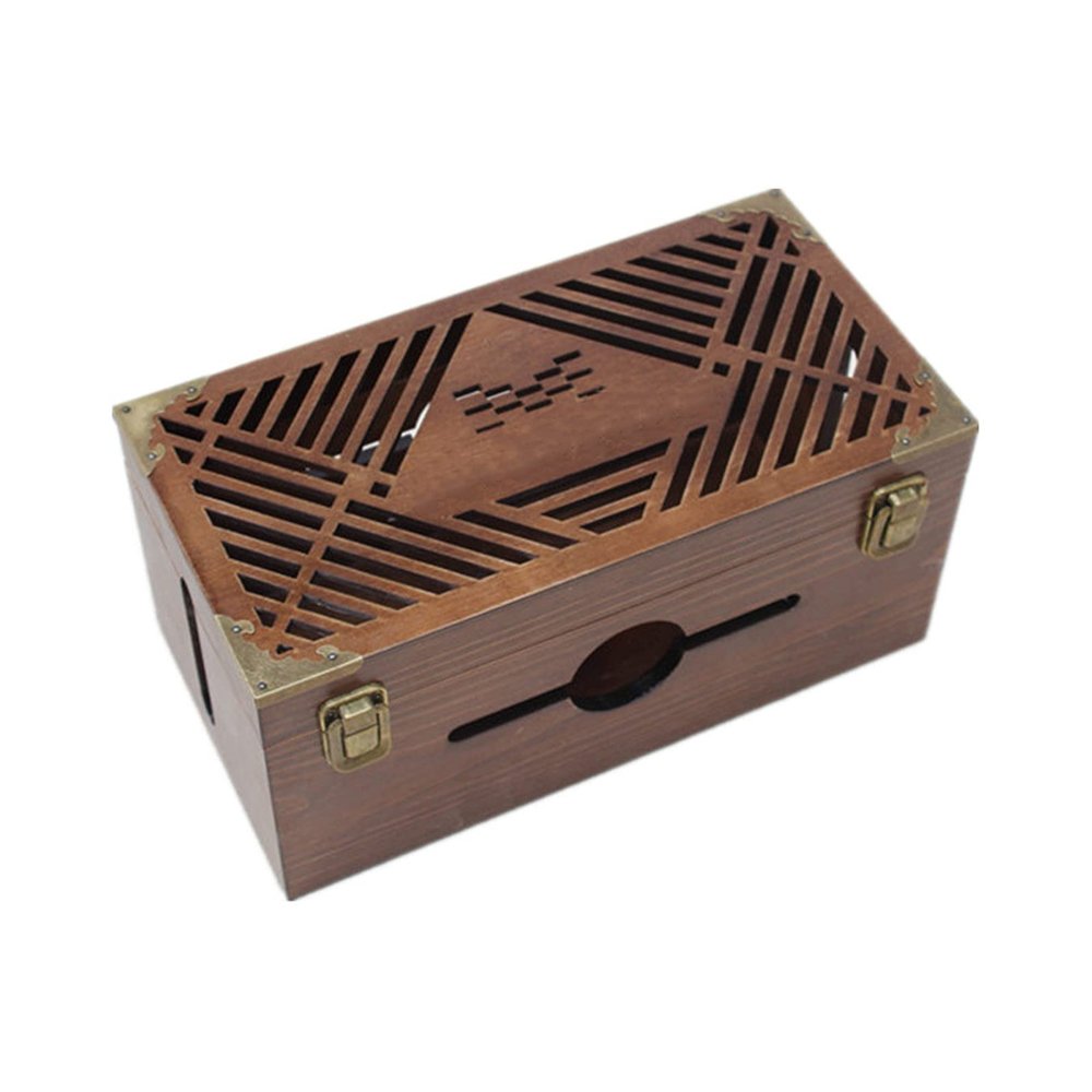 Cable Organizer Box Pine Hollow Cable Management Box Wooden Cable Storage Box Organizer to Hide Wires&Power Strips Cable Organizer for Home Office Cable Management Box
