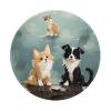 NONHAI 1 Mousepad with Non-Slip Rubber Base 8"" Round Mouse-Mat with Stitched Edge Rain Cat and Dog Gaming Mousepad for Wireless Mouses Computer Laptop Home Office Desk Pad view 1