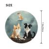 NONHAI 1 Mousepad with Non-Slip Rubber Base 8"" Round Mouse-Mat with Stitched Edge Rain Cat and Dog Gaming Mousepad for Wireless Mouses Computer Laptop Home Office Desk Pad view 2