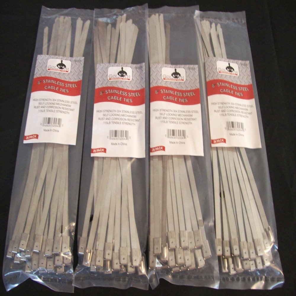 100 INDUSTRIAL 8" STAINLESS STEEL WIRE CABLE ZIP TIES STRAPS WHOLESALE Index-PRO-Z1-559