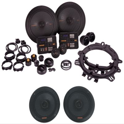 Audiosavings Bundle: (1) Pair Kicker 51KSC6504 6.5" 100 Watt RMS Car Audio Speakers KSC6504 KSC650 Bundle with (1) Pair Kicker 51KSS6704 6.75" Car Audio Component Speakers (Items 4)