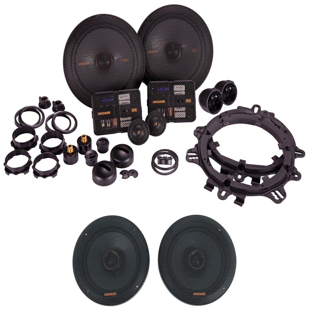 Audiosavings Bundle: (1) Pair Kicker 51KSC6504 6.5" 100 Watt RMS Car Audio Speakers KSC6504 KSC650 Bundle with (1) Pair Kicker 51KSS6704 6.75" Car Audio Component Speakers (Items 4)