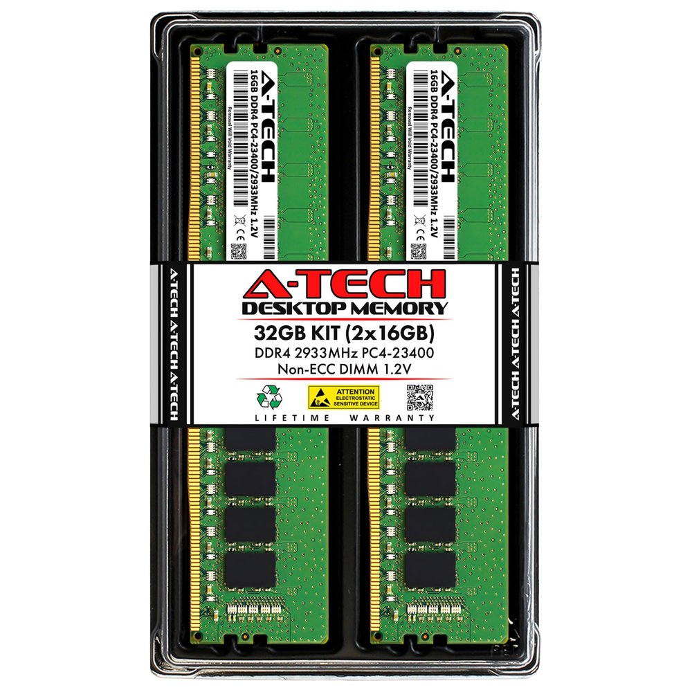 A-Tech 32GB Kit (2x16GB) RAM for ASUS ExpertCenter D9 SFF D900SA Desktop | DDR4 2933MHz PC4-23400 DIMM 1.2V 288-Pin Non-ECC UDIMM Memory Upgrade