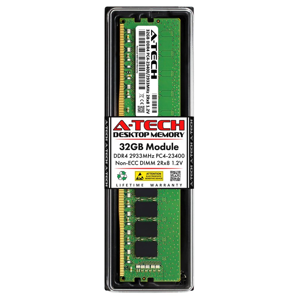 A-Tech 32GB RAM for ASUS ExpertCenter D7 Tower D700TA Desktop | DDR4 2933MHz PC4-23400 DIMM 2Rx8 1.2V 288-Pin Non-ECC UDIMM Memory Upgrade