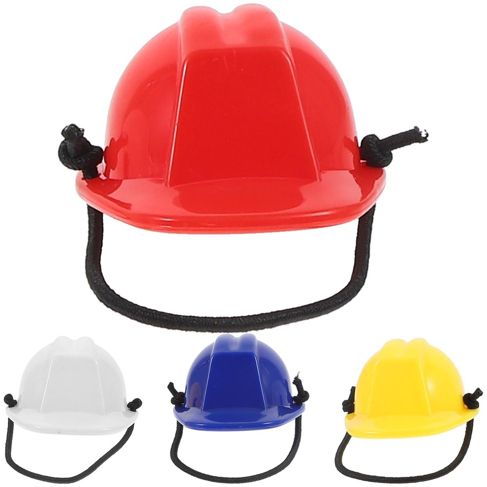ORFOFE 4pcs Pet Safety Helmet Caps Hardhat Hard Hat Plastic Dolls Safety Helmets Mini Helmet for Doll Miniature Hats for Dolls Doll Mini Helmets Construction Hat Bearded Dragon