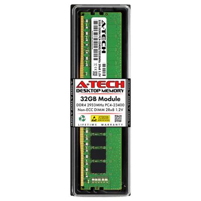 A-Tech 32GB RAM for ASUS ExpertCenter D3 Tower D300TA Desktop | DDR4 2933MHz PC4-23400 DIMM 2Rx8 1.2V 288-Pin Non-ECC UDIMM Memory Upgrade