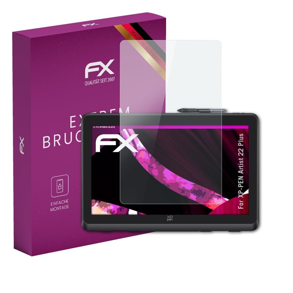 atFoliX Plastic Glass Protective Film compatible with XP-PEN Artist 22 Plus, 9H Hybrid-Glass FX Screen Protector