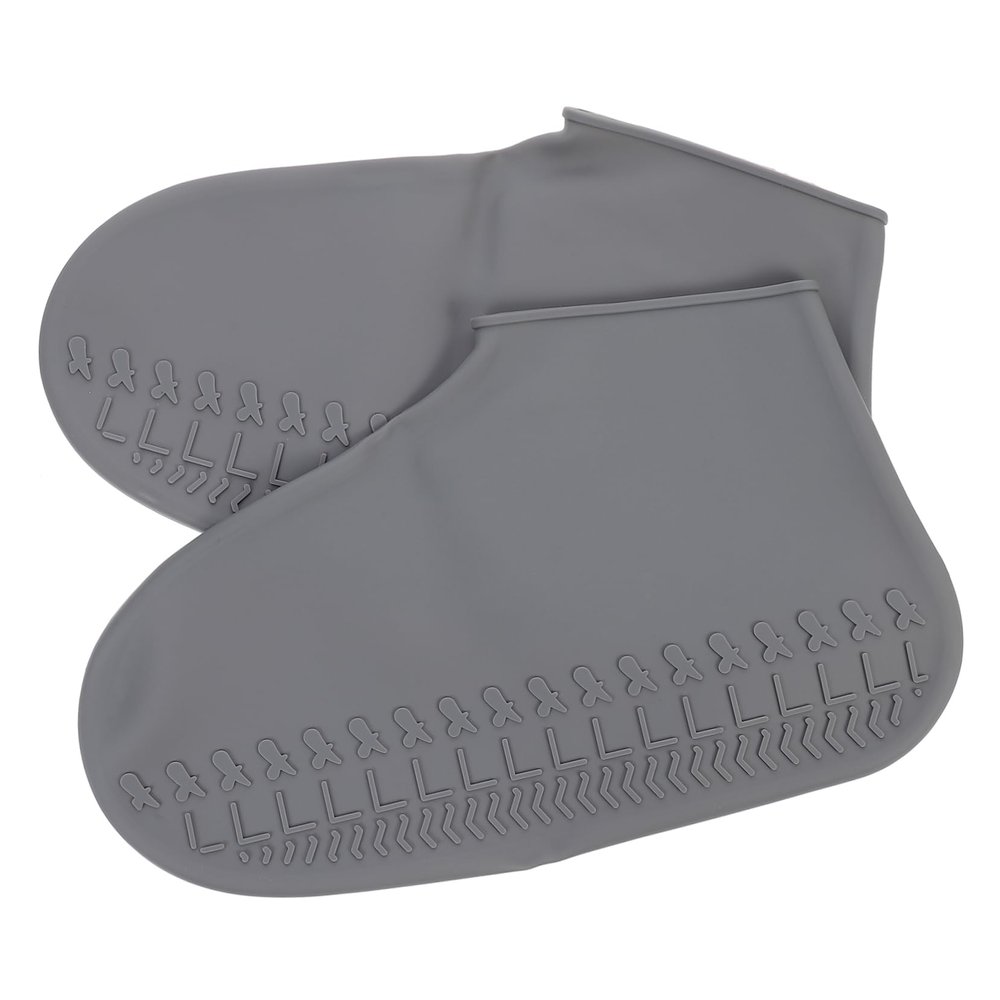 Hohopeti Rainproof Shoes Cover Slip Silicone Rain Boot Covers for Men Women Thicken Grey
