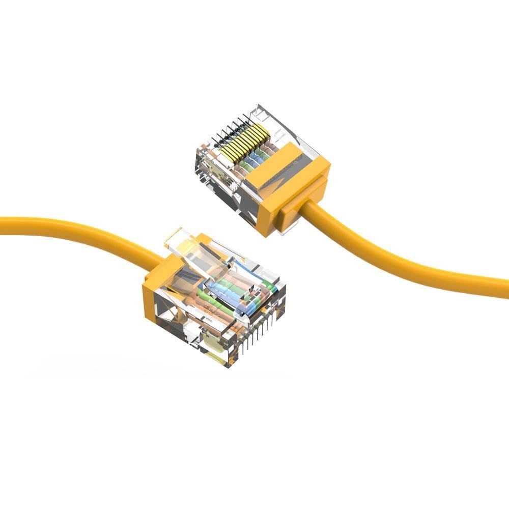 Cable Central LLC Cat6A Super Slim Ethernet Cable 7 ft (5 Pack) Yellow, Ultra Slim Thin Cat 6A Network Cable, Cat6a Cable, Cat6a Patch Cord for PC, Mac, Laptop, PS4/5, Xbox, Gaming - 7 Feet