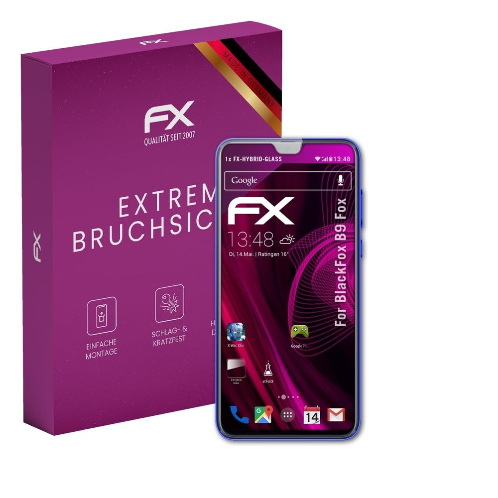 atFoliX Plastic Glass Protective Film compatible with BlackFox B9 Fox, 9H Hybrid-Glass FX Screen Protector