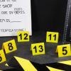 DEARMAMY 15pcs Evidence Markers Acrylic Table Number Signs for Crime Scene Decorations Easy to Identify Yellow Background and Black Letters for Parties and Detective Games view 2