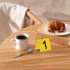 DEARMAMY 15pcs Evidence Markers Acrylic Table Number Signs for Crime Scene Decorations Easy to Identify Yellow Background and Black Letters for Parties and Detective Games view 3