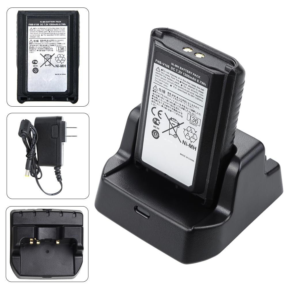 CD-47 Desktop Charger with FNB-V106 NI-MH Battery Charger Set for Yaesu FT-270R FT-60R Vertex Standard VX160 VX420 Radios